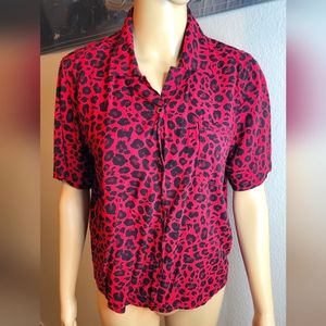 Hit Topic Cheetah Print Cropped Button Up